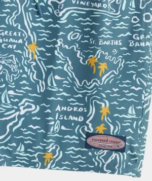 Vineyard Vines 7 Inch Printed Chappy Swim Trunks Isl Maps Mallrd Blue Sale