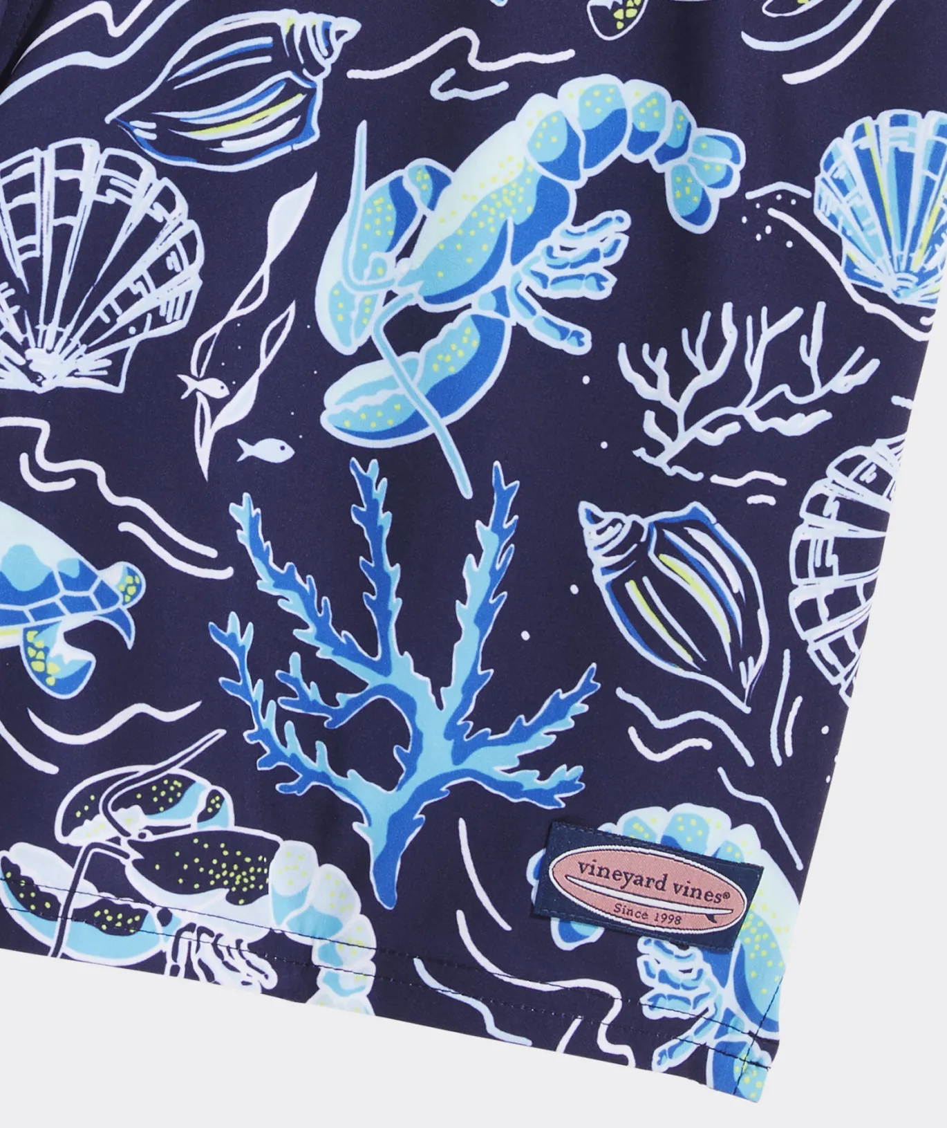 Vineyard Vines 7 Inch Printed Chappy Swim Trunks Sea Life Navy Clearance