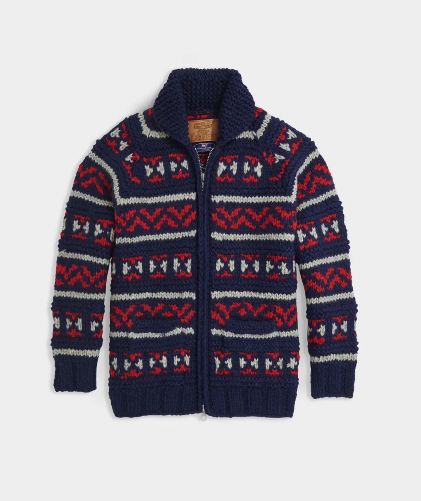 Vineyard Vines Kanata Hand Knit Wool Cowichan Nautical Navy Cheap