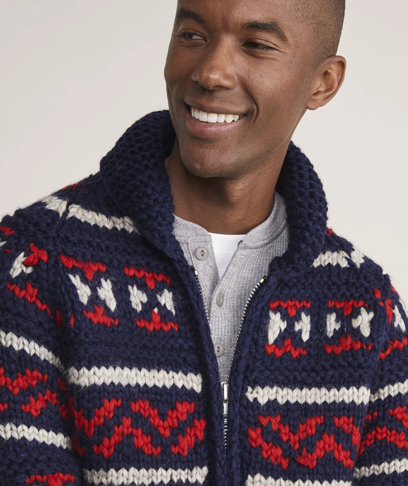 Vineyard Vines Kanata Hand Knit Wool Cowichan Nautical Navy Cheap