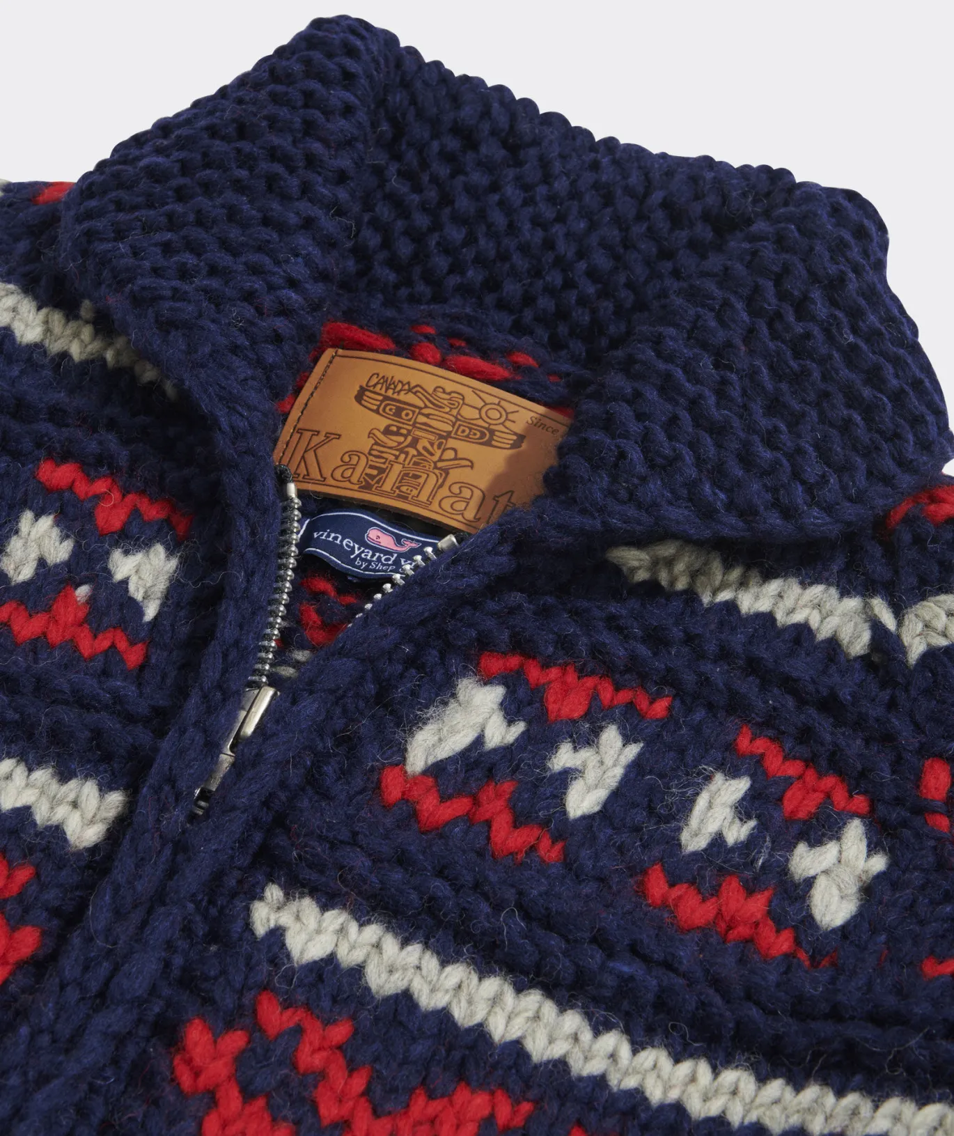 Vineyard Vines Kanata Hand Knit Wool Cowichan Nautical Navy Cheap