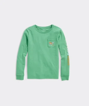 Vineyard Vines Kids' Vintage Whale Graphic Long-Sleeve Pocket Tee Gray Heather Hot