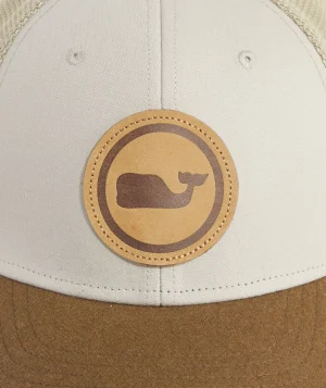 Vineyard Vines Leather Whale Dot Patch Trucker Sandstone Shop