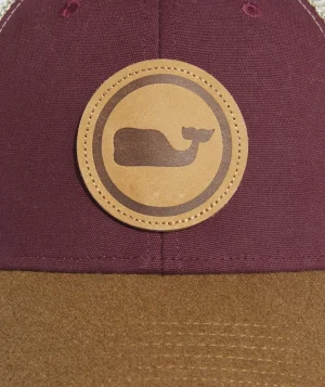 Vineyard Vines Leather Whale Dot Patch Trucker Crimson Sale