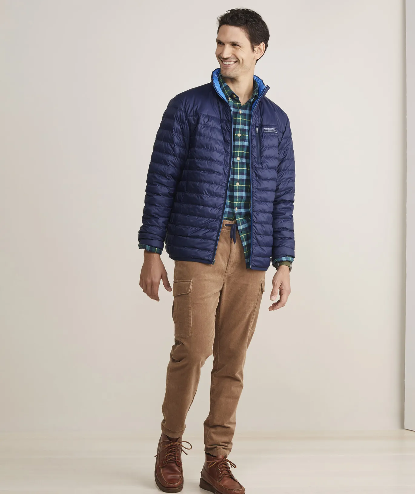 Vineyard Vines Lightweight Packable Puffer Jacket Nautical Navy Clearance