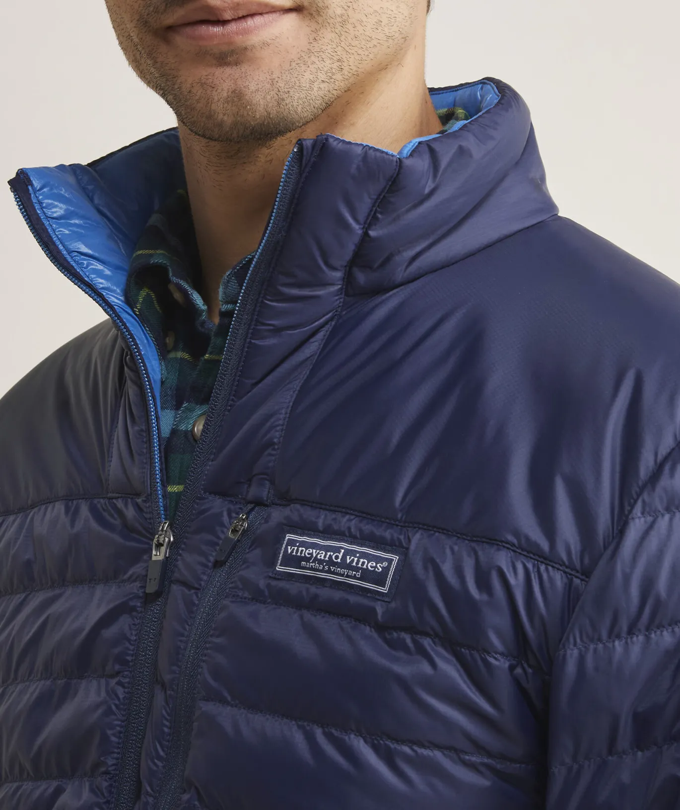 Vineyard Vines Lightweight Packable Puffer Jacket Nautical Navy Clearance