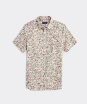 Vineyard Vines Linen Short-Sleeve Stripe Shirt Nautical Navy STP Best