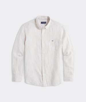 Vineyard Vines Linen Stripe Shirt Cappuccino Fashion
