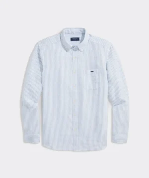 Vineyard Vines Linen Striped Shirt Jake Blue Cheap