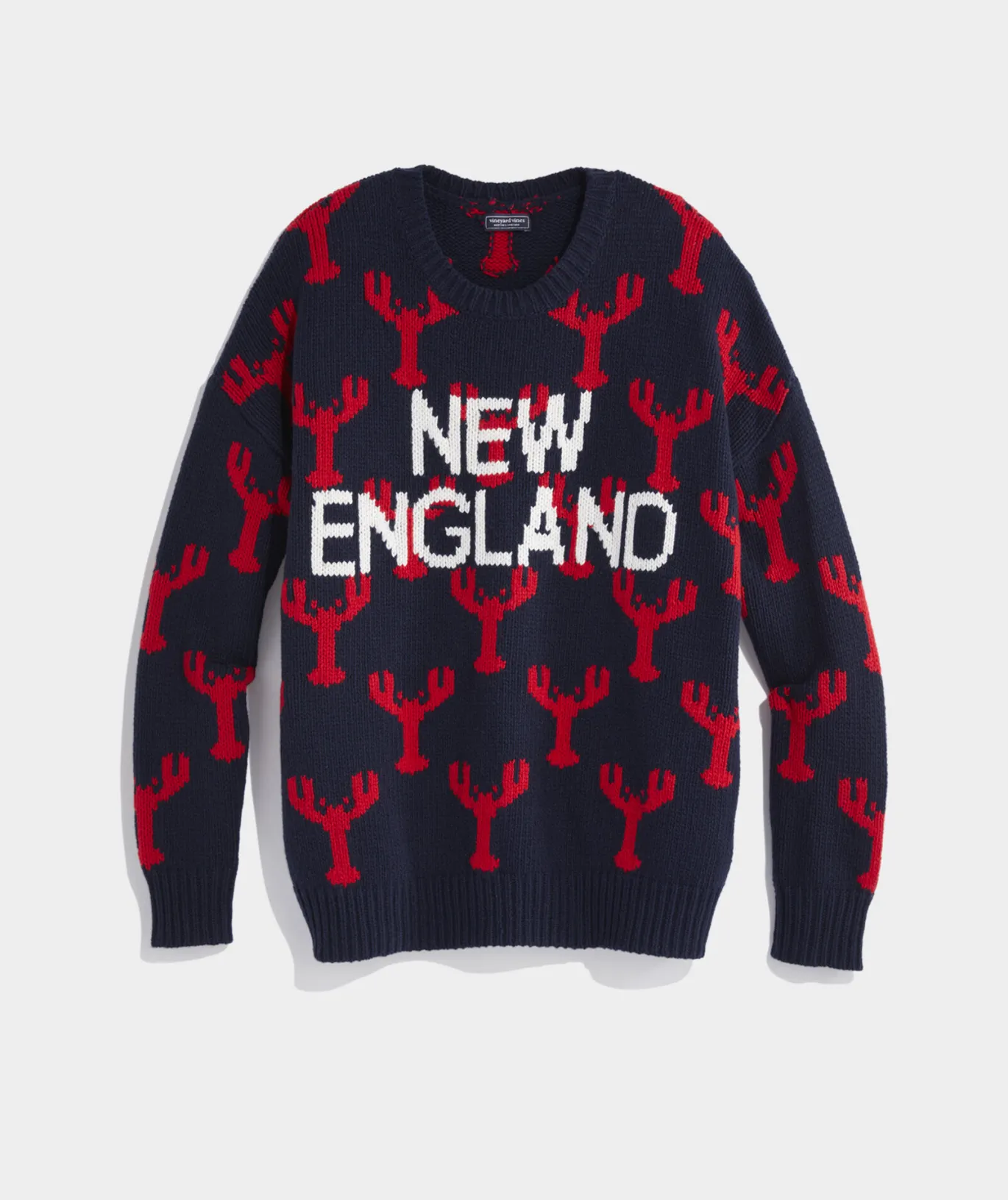 Vineyard Vines Lobster Fair Isle Crewneck Sweater Nautical Navy Clearance