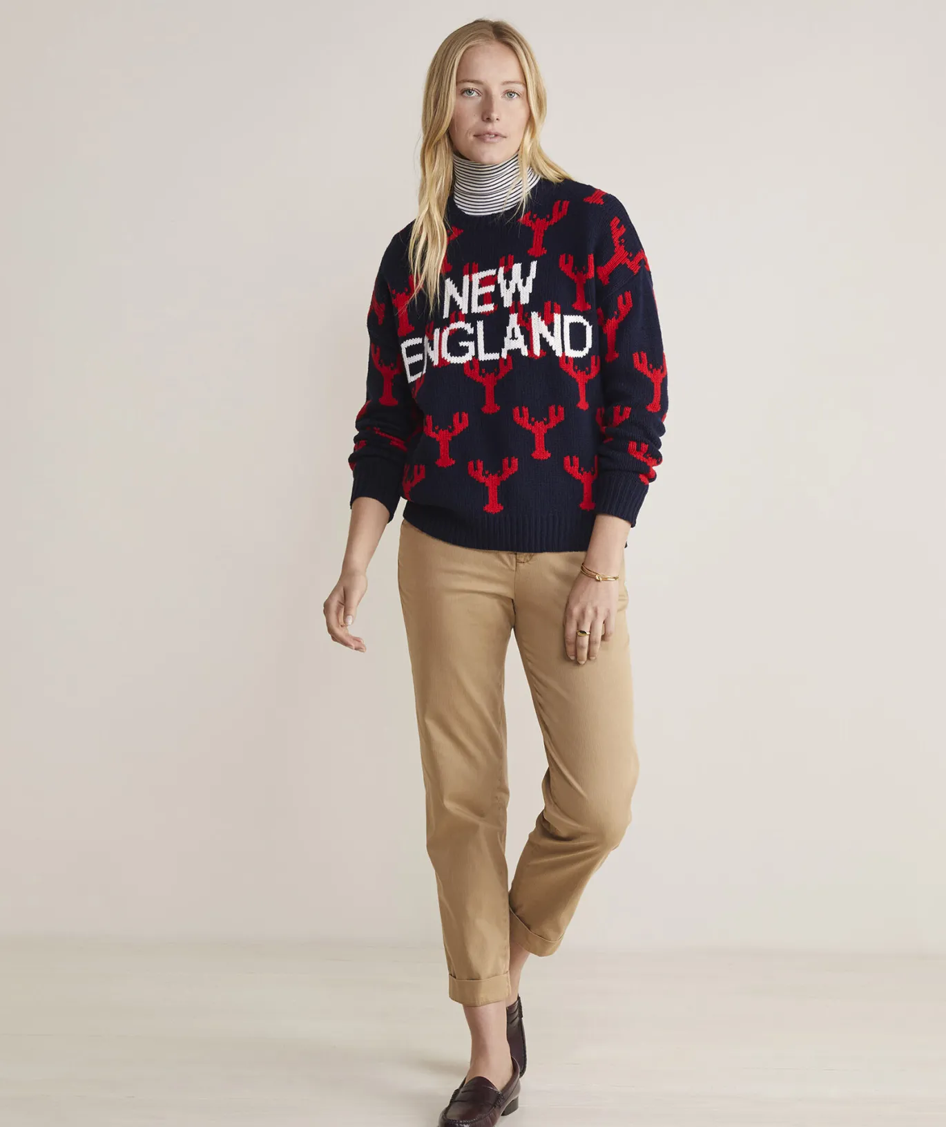 Vineyard Vines Lobster Fair Isle Crewneck Sweater Nautical Navy Clearance