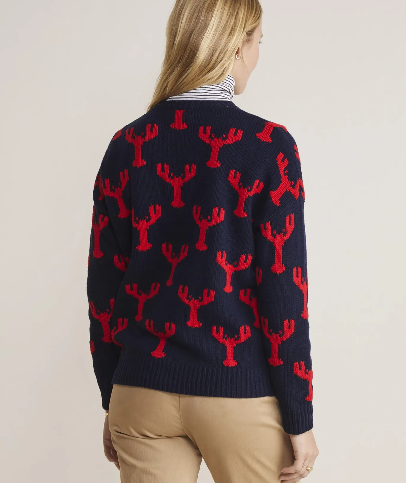 Vineyard Vines Lobster Fair Isle Crewneck Sweater Nautical Navy Clearance