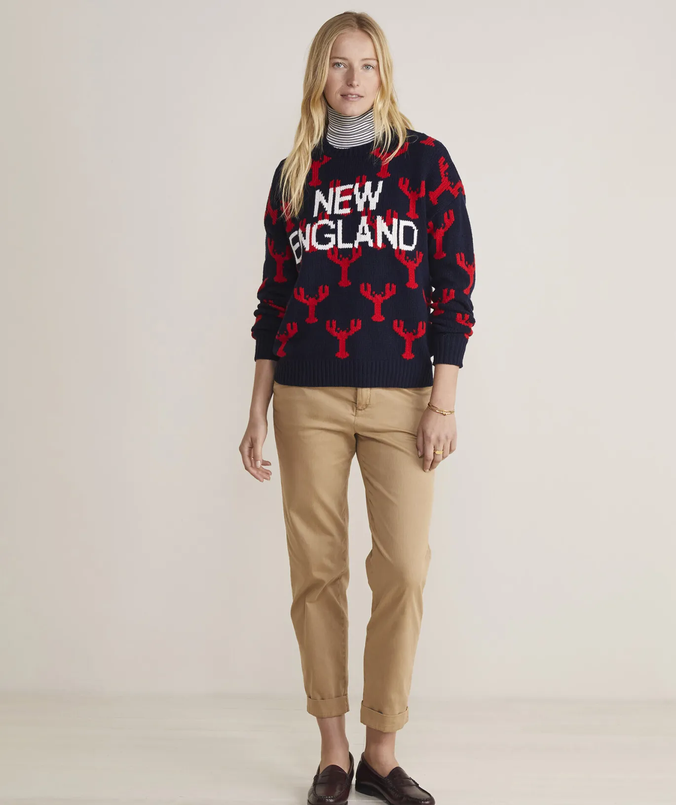 Vineyard Vines Lobster Fair Isle Crewneck Sweater Nautical Navy Clearance