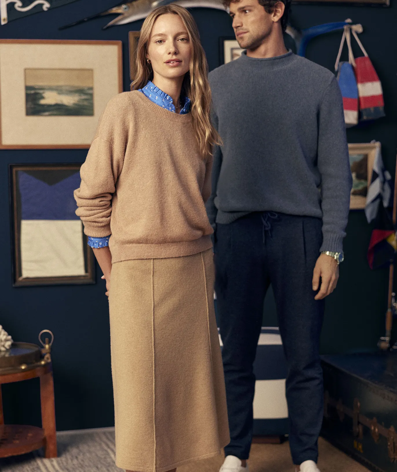 Vineyard Vines Merino Wool Midi Skirt Camel Heather Cheap
