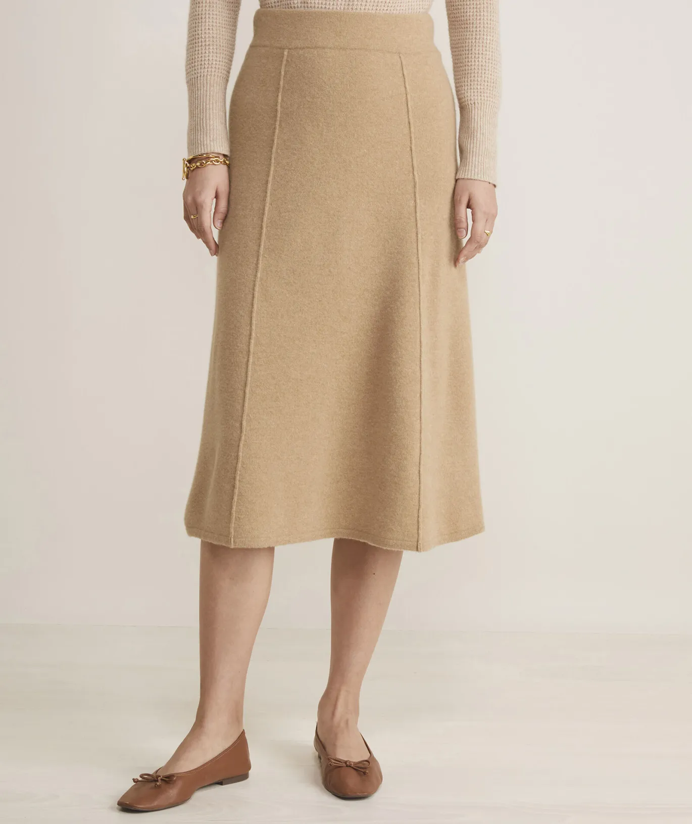 Vineyard Vines Merino Wool Midi Skirt Camel Heather Cheap