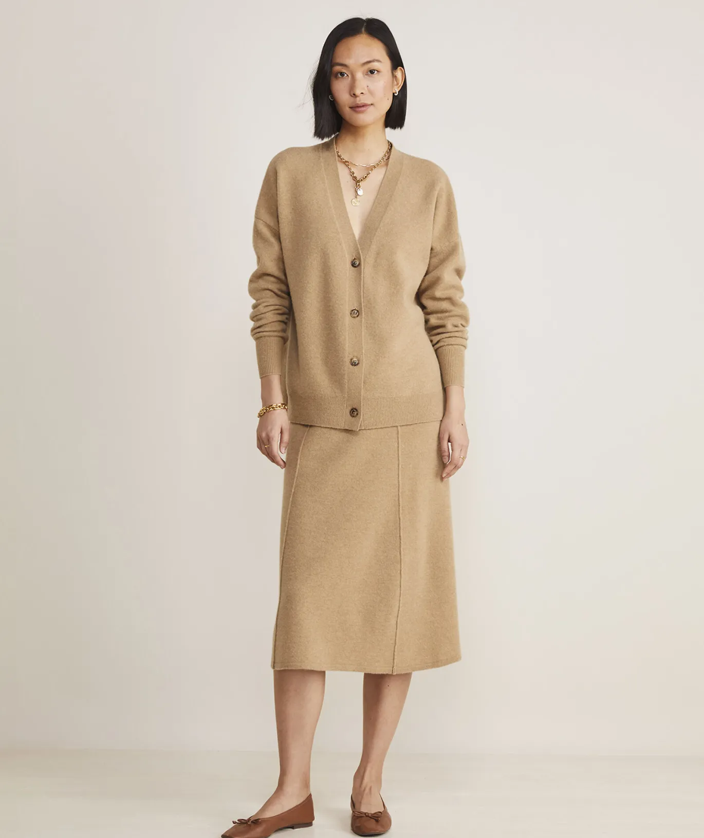 Vineyard Vines Merino Wool Midi Skirt Camel Heather Cheap