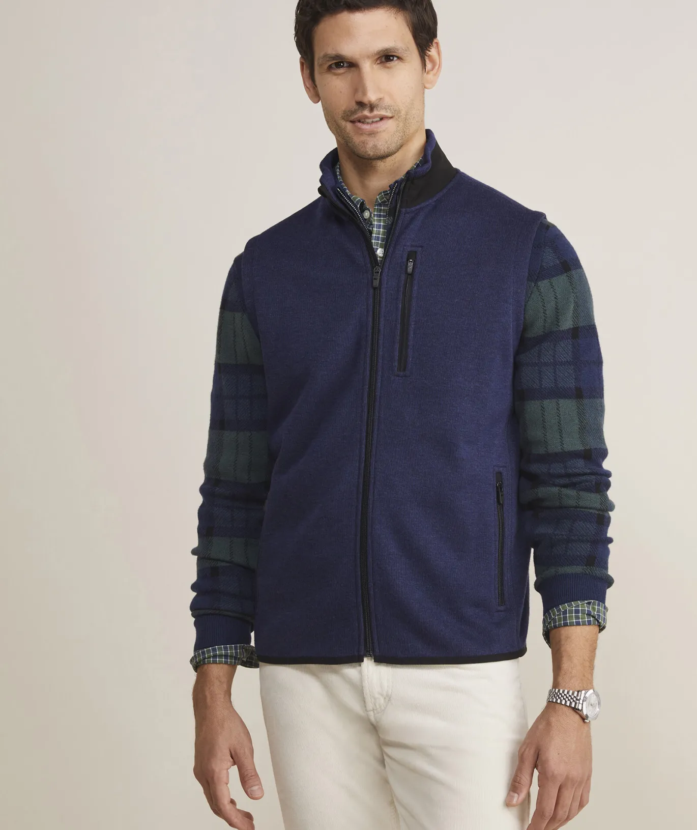 Vineyard Vines Mountain Sweater Fleece Vest Nautical Navy Outlet