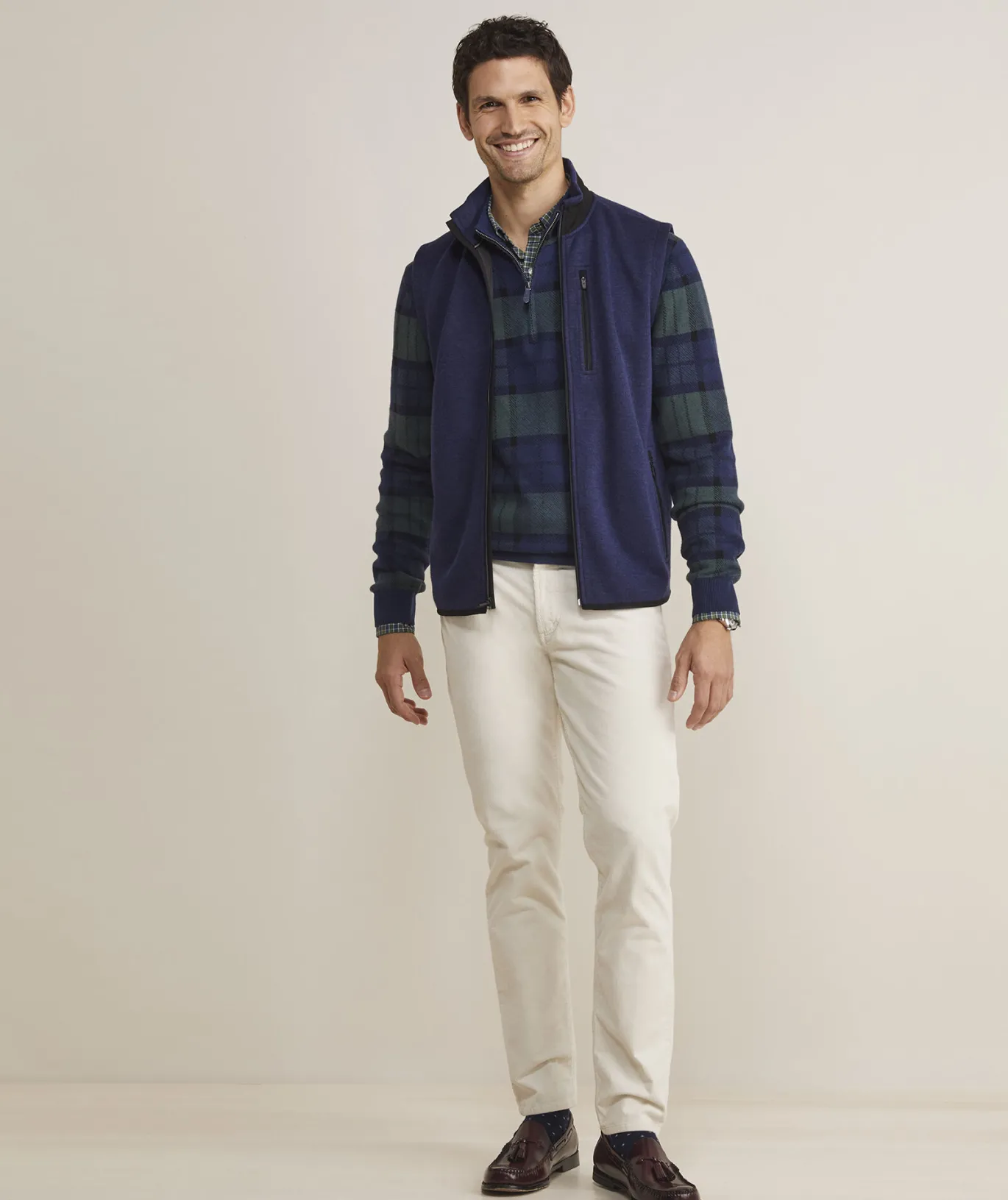 Vineyard Vines Mountain Sweater Fleece Vest Nautical Navy Outlet