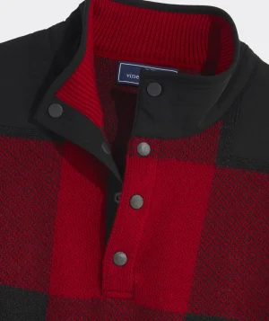 Vineyard Vines On-The-Go Buffalo Check Quarter-Snap Mockneck Sweater Red Velvet Online
