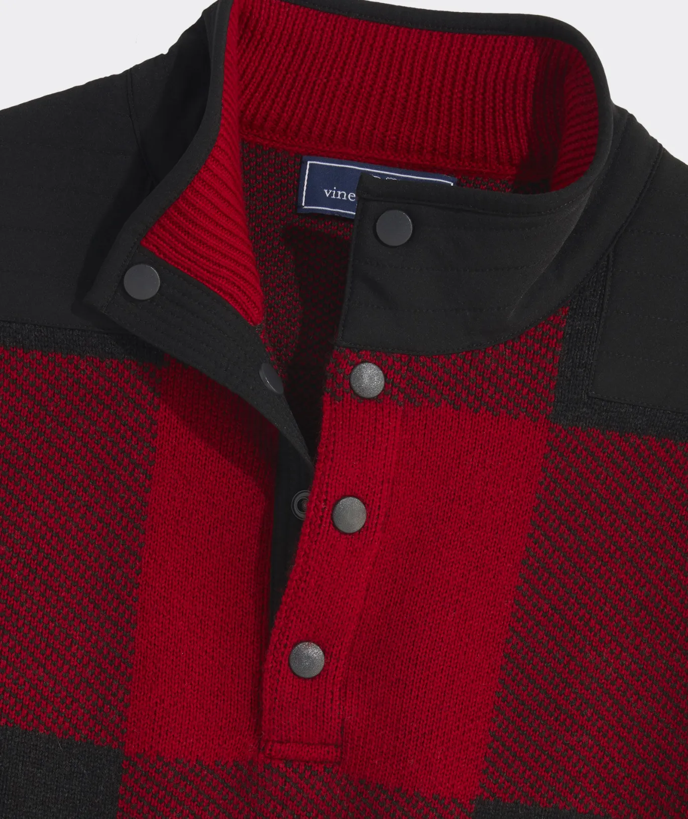 Vineyard Vines On-The-Go Buffalo Check Quarter-Snap Mockneck Sweater Red Velvet Online
