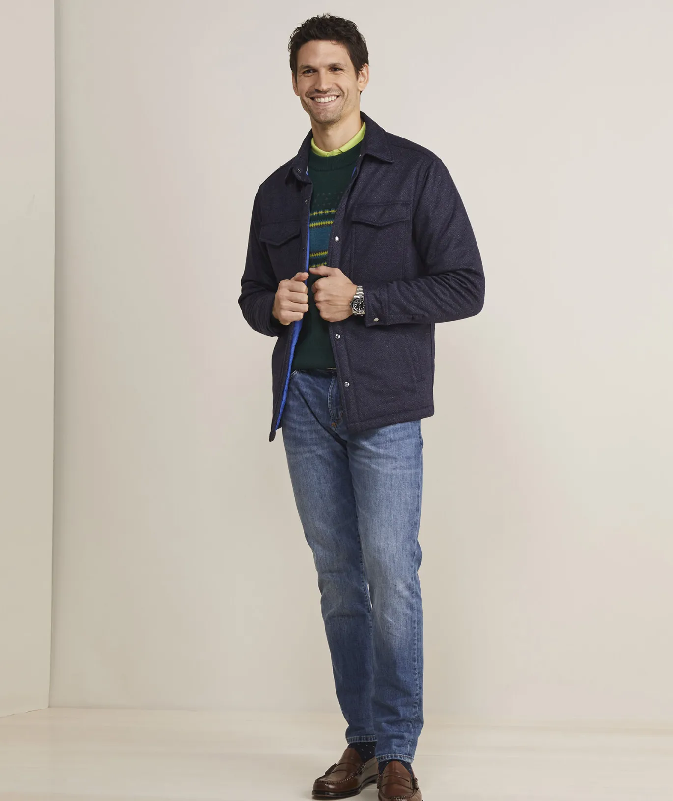 Vineyard Vines On-The-Go Insulated Shirt Jacket Hringbone Naut Navy Discount