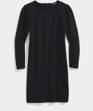Vineyard Vines Ponte Puff-Sleeve Dress Jet Black New