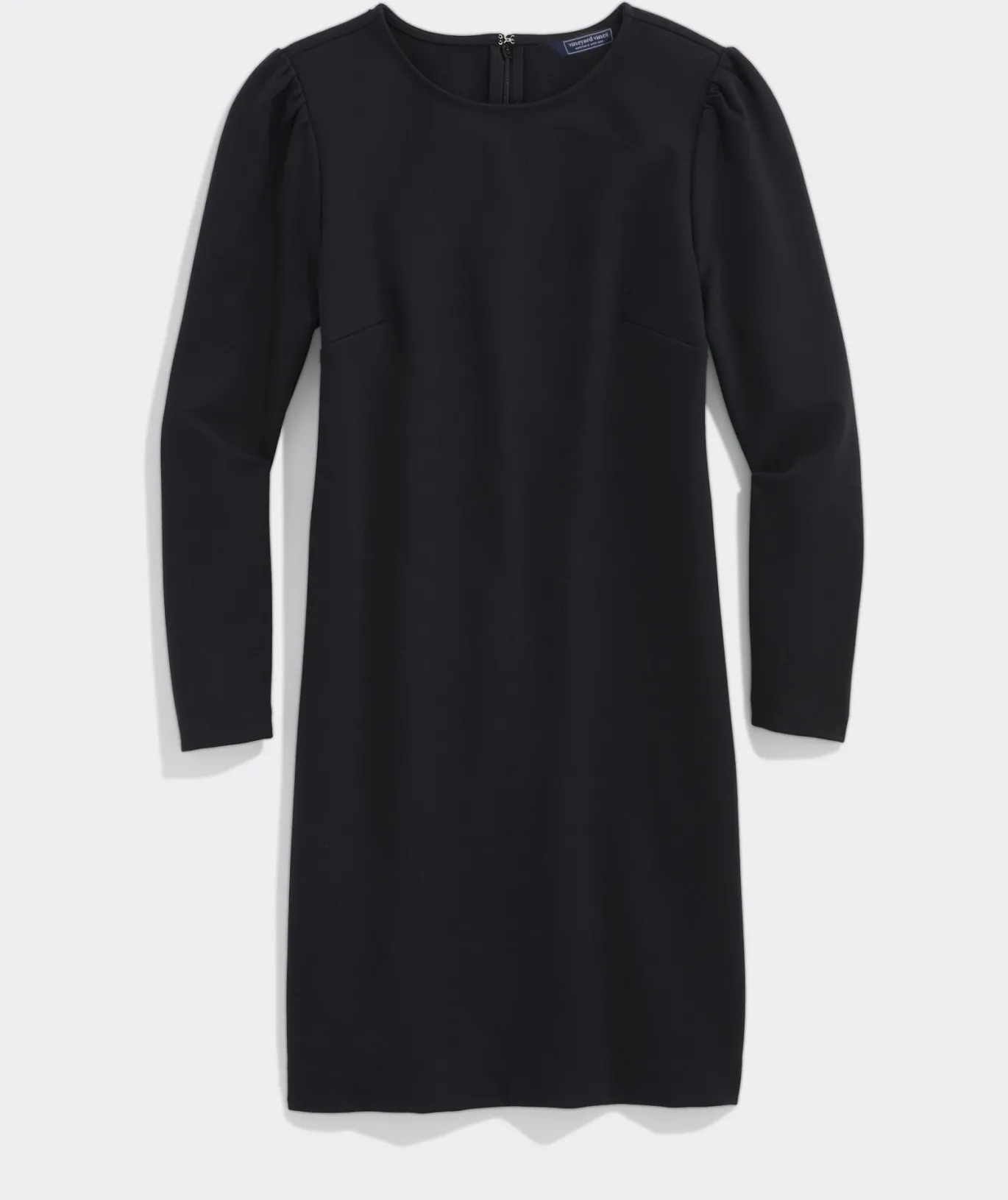 Vineyard Vines Ponte Puff-Sleeve Dress Jet Black New