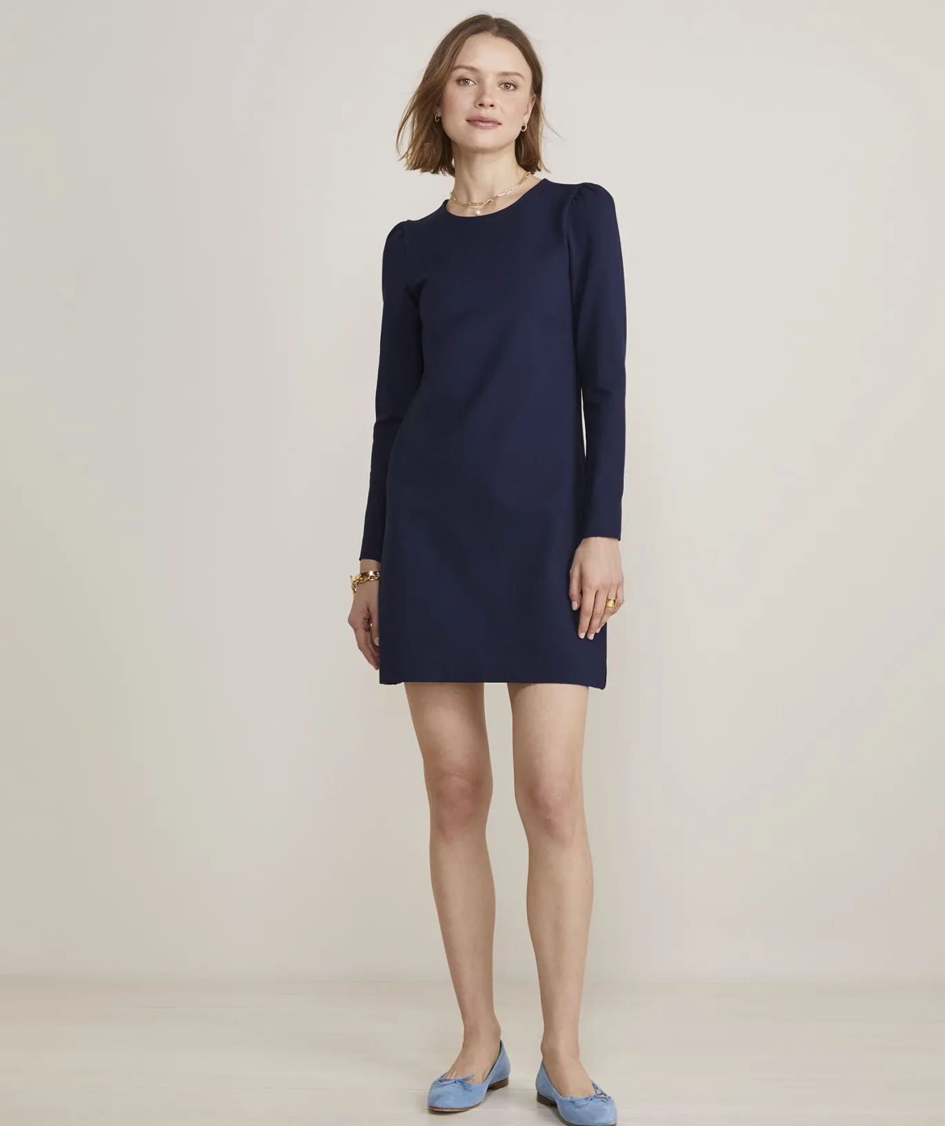 Vineyard Vines Ponte Puff-Sleeve Dress Nautical Navy Shop
