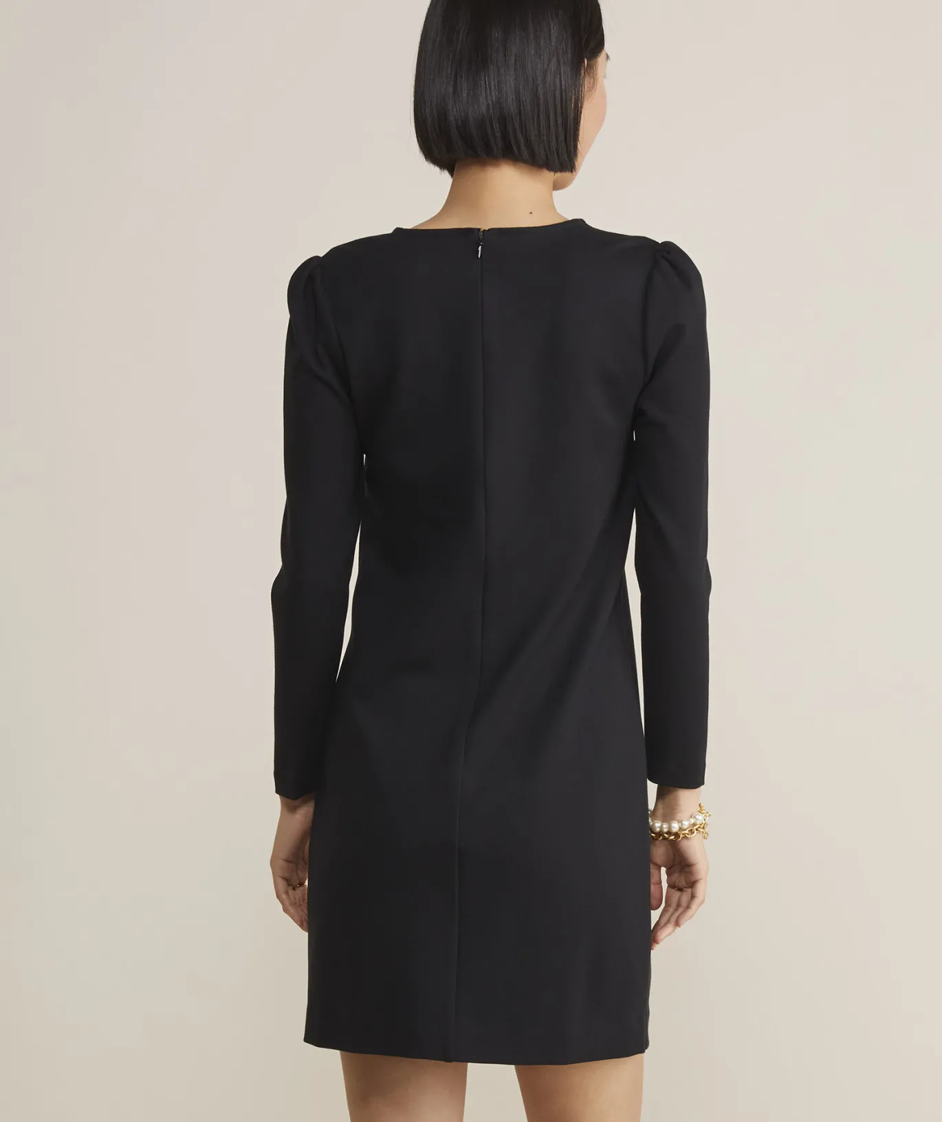 Vineyard Vines Ponte Puff-Sleeve Dress Jet Black New