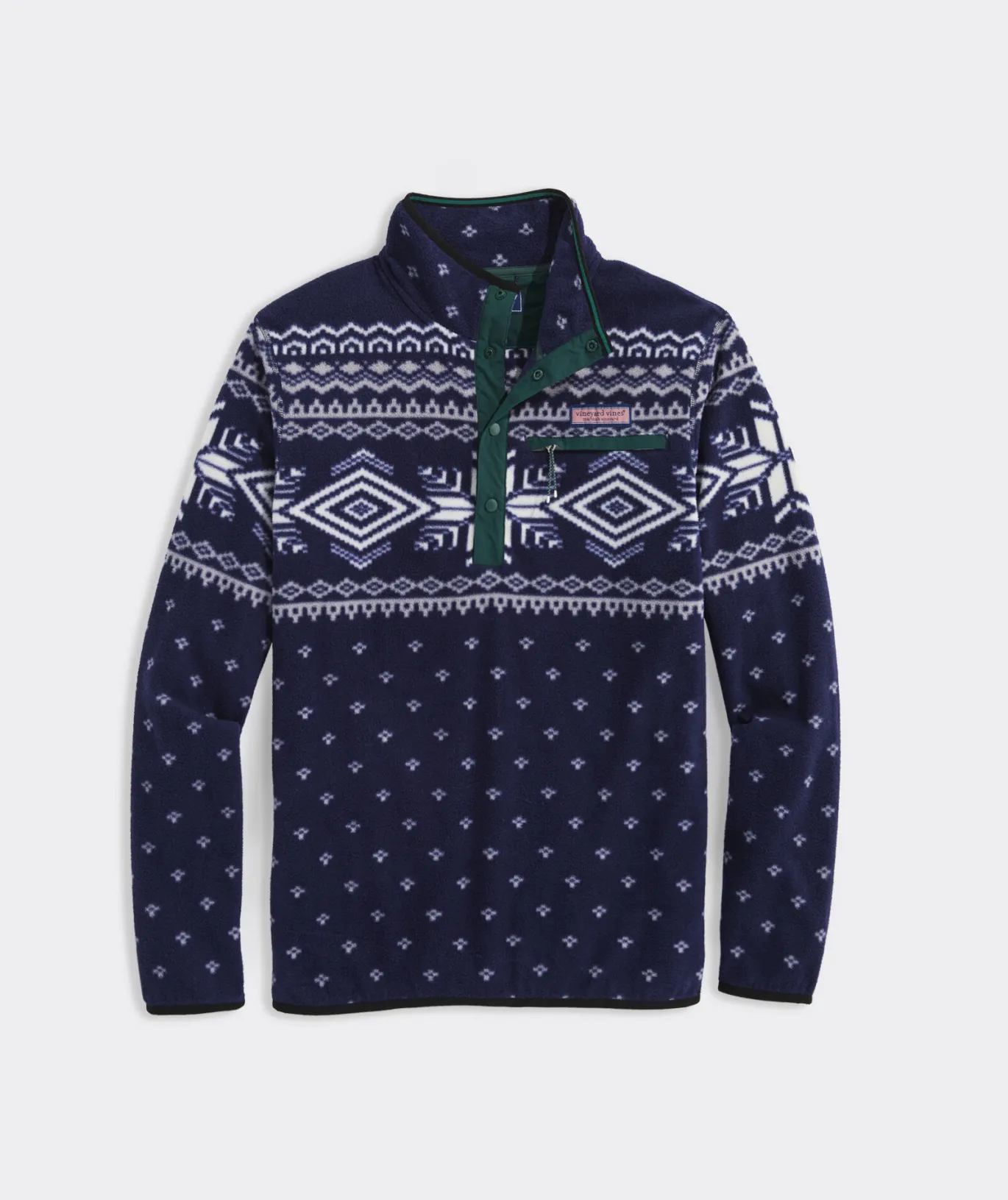 Vineyard Vines Printed Harbor Fleece Quarter-Snap Nautical Navy Cheap