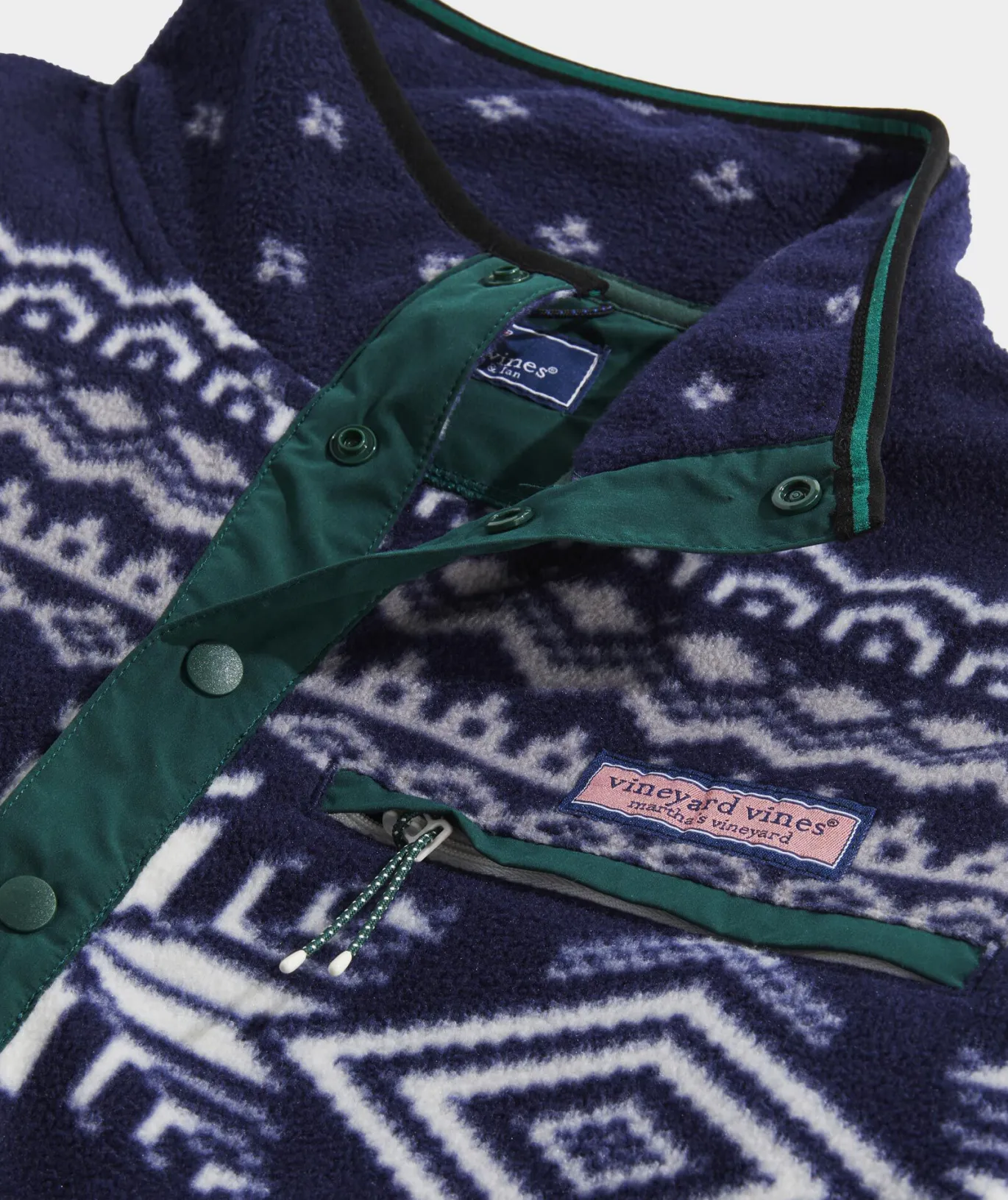 Vineyard Vines Printed Harbor Fleece Quarter-Snap Nautical Navy Cheap