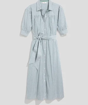 Vineyard Vines Puff Sleeve Midi Shirtdress Turf Green/White Best Sale