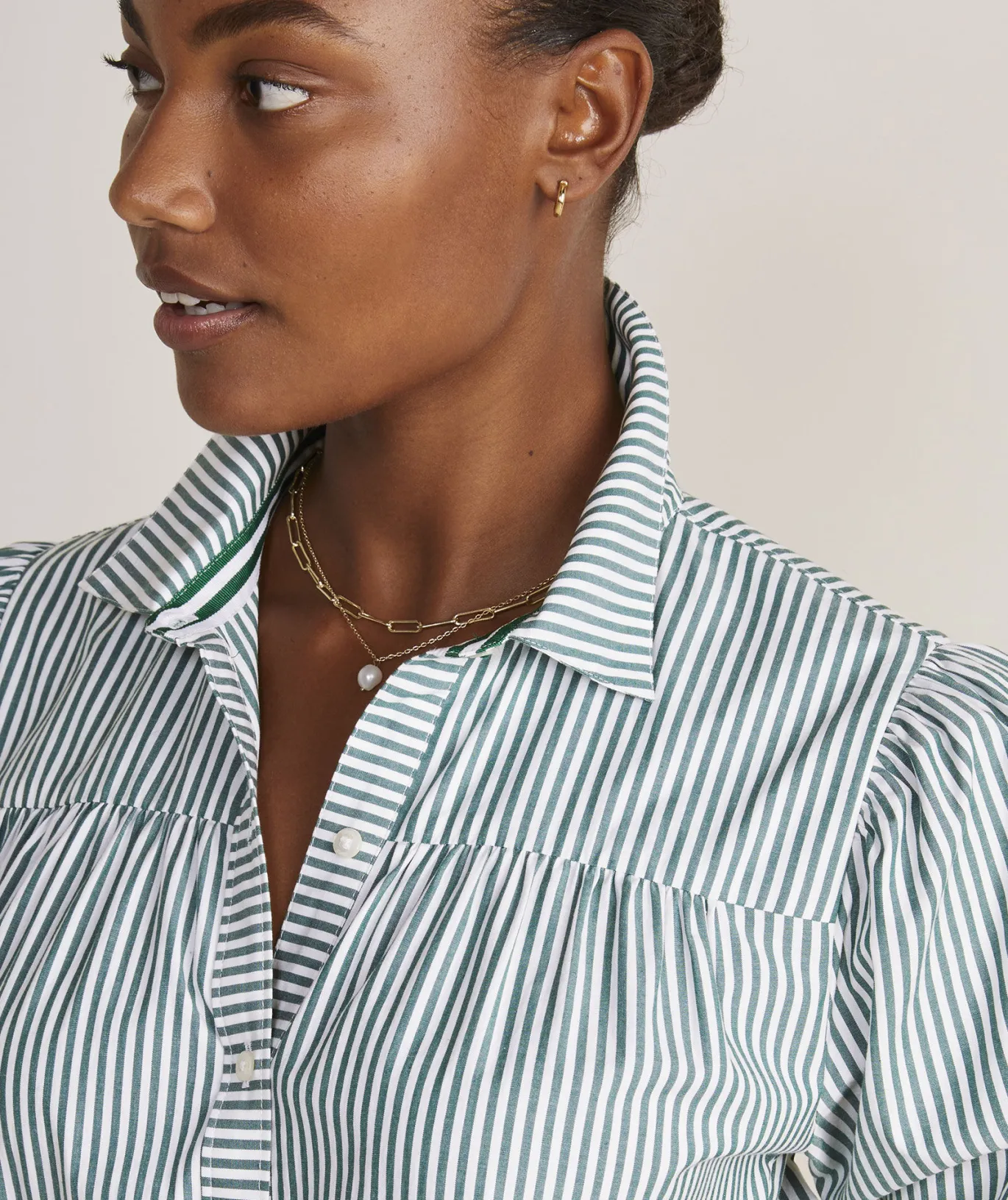 Vineyard Vines Puff Sleeve Midi Shirtdress Turf Green/White Best Sale