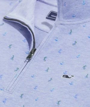 Vineyard Vines Saltwater Quarter-Zip Anchor - Lt Blue Htr Hot