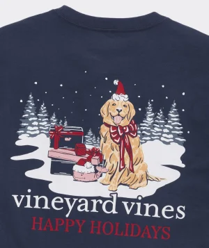 Vineyard Vines Santa's Helper Long-Sleeve Pocket Tee Deep Bay Best