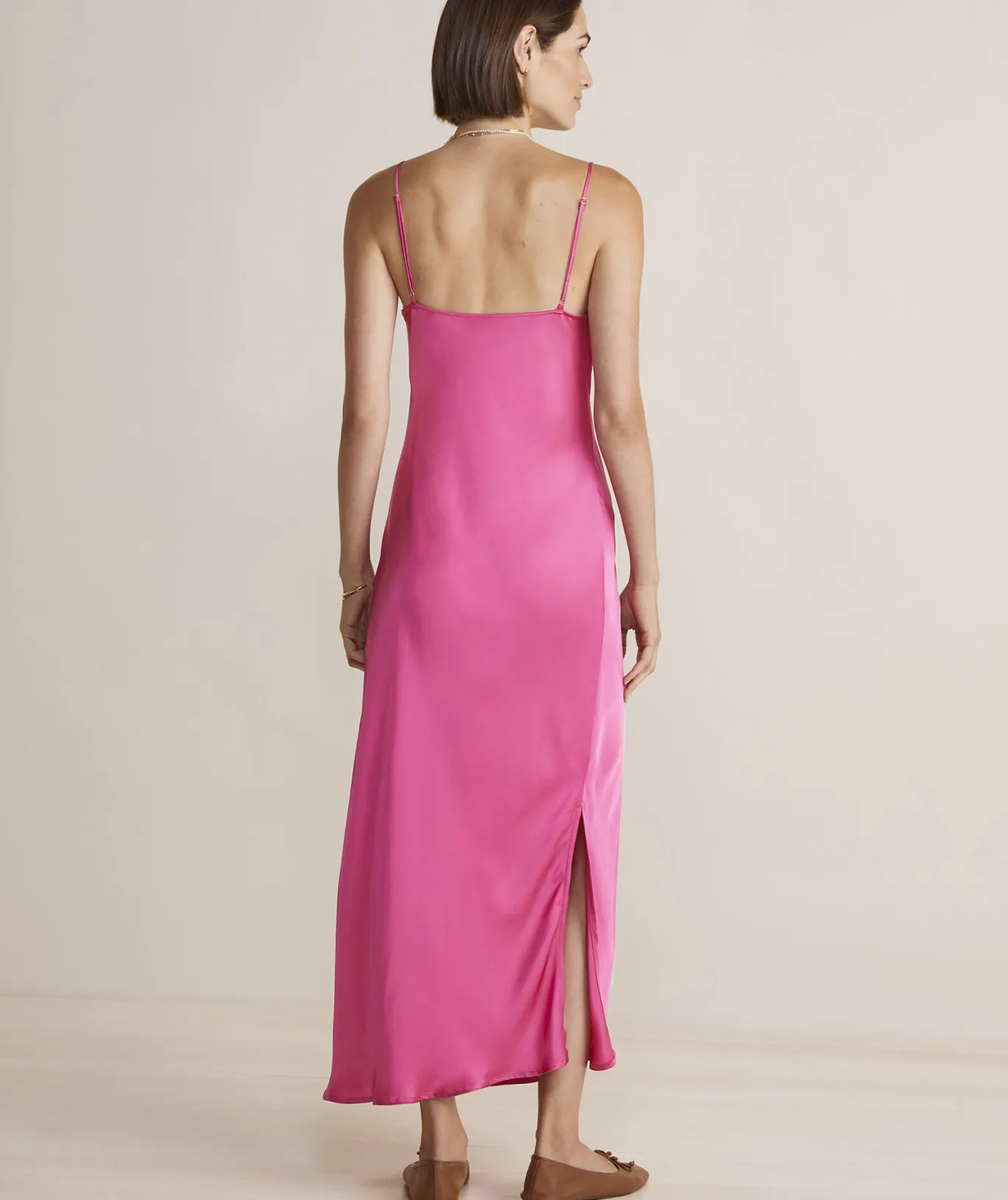 Vineyard Vines Satin Midi Slip Dress Rhododendron Clearance