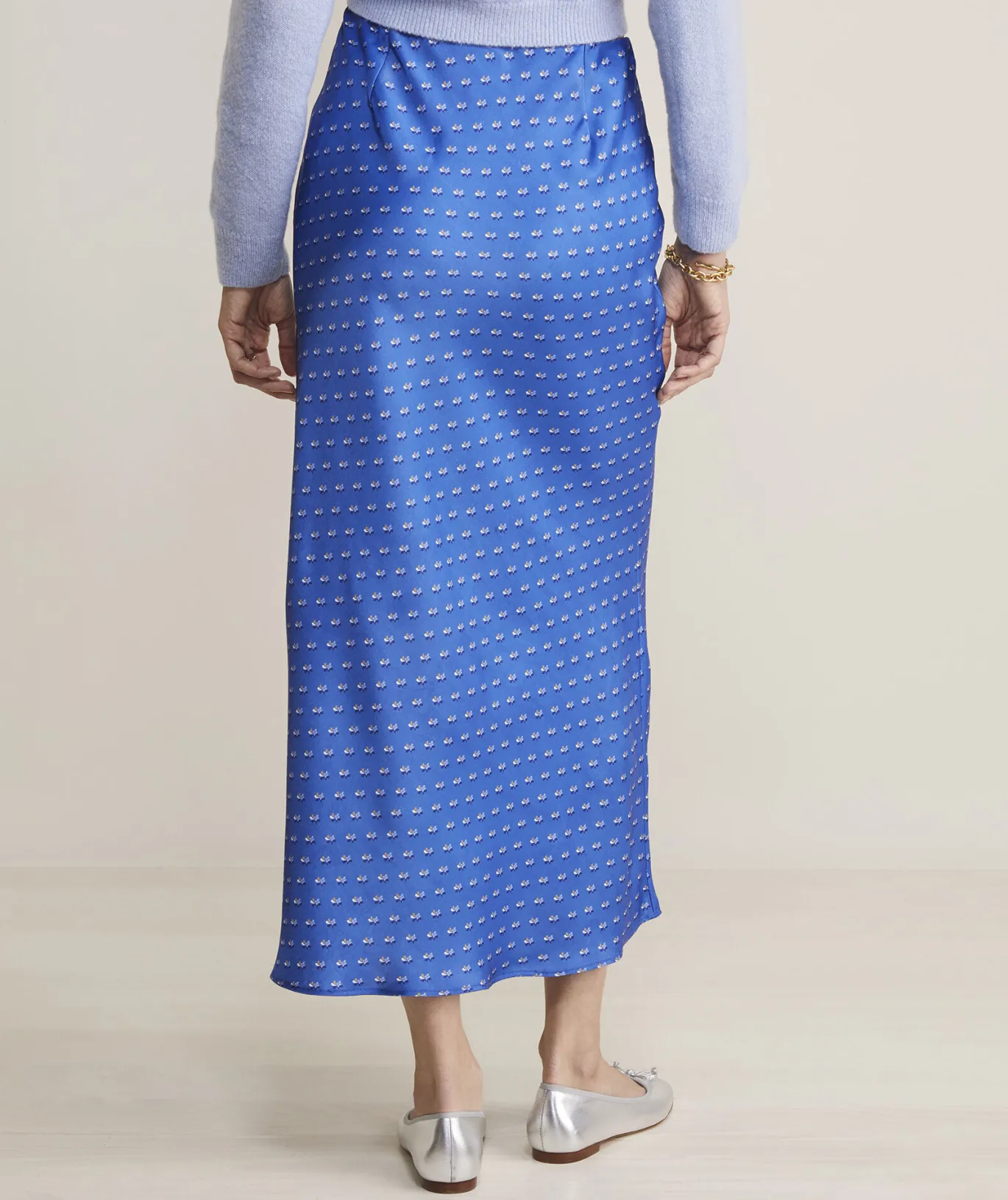Vineyard Vines Satin Midi Slip Skirt Provence Geo - Blue Flash Sale