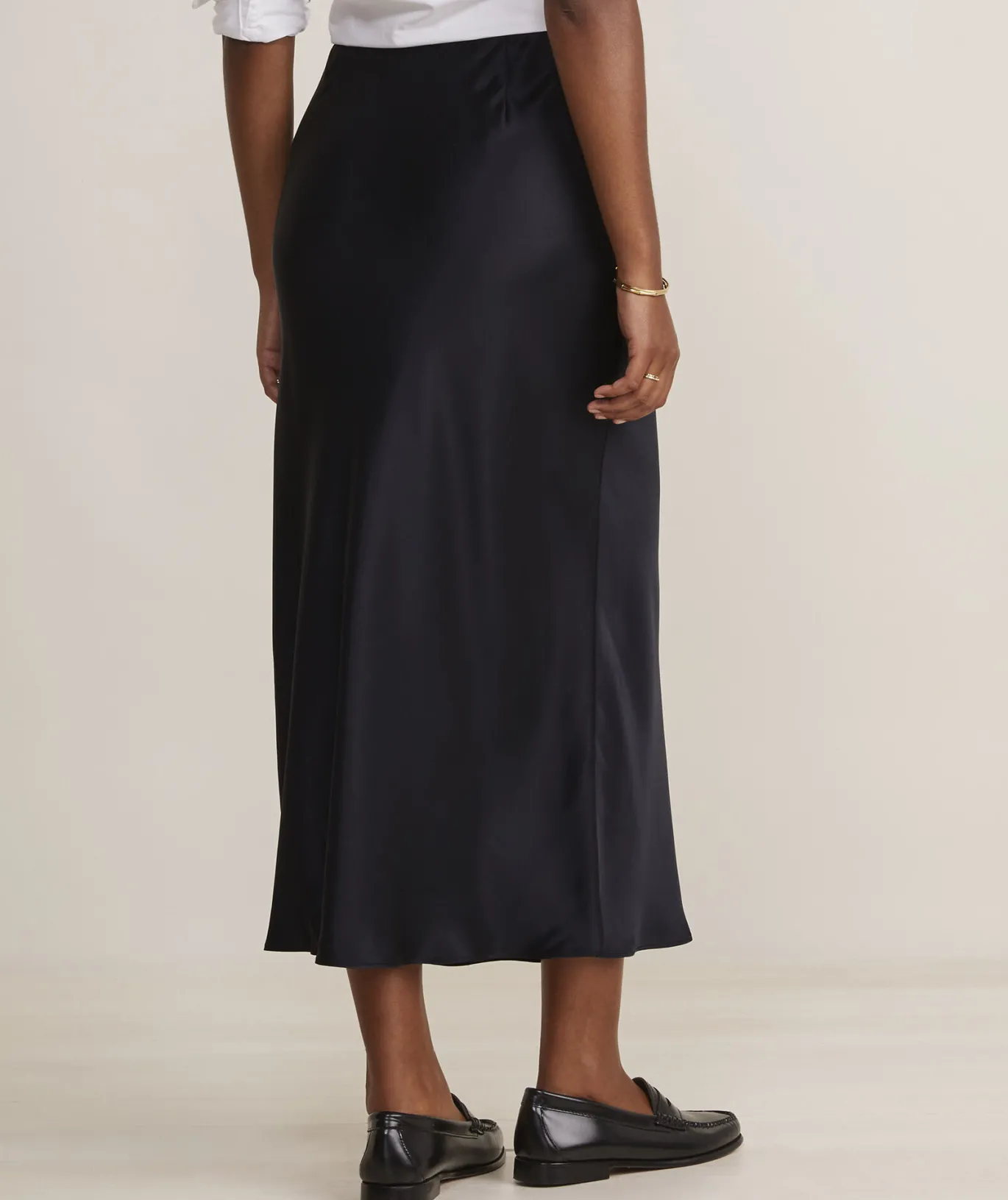 Vineyard Vines Satin Midi Slip Skirt Jet Black Flash Sale
