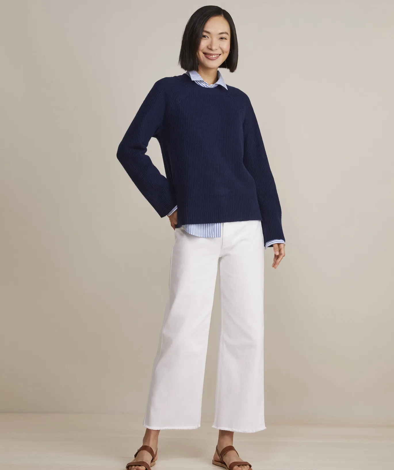 Vineyard Vines Seaspun Cashmere Ribbed Crewneck Sweater Tequila Sunrise Sale