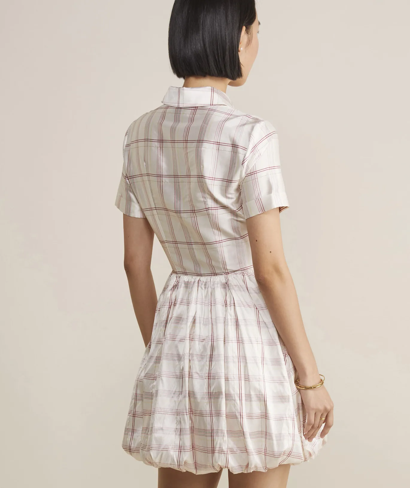 Vineyard Vines Silk Dupioni Bubble Shirtdress MF Plaid - Marsh-Red Shop