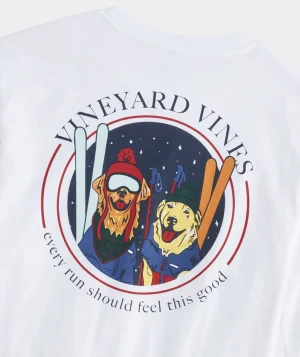 Vineyard Vines Ski Dogs Long-Sleeve Pocket Tee White Cap Clearance