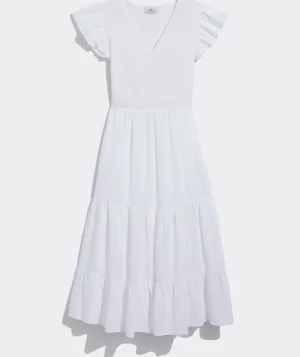 Vineyard Vines Smocked V-Neck Midi Dress White Cap Fashion
