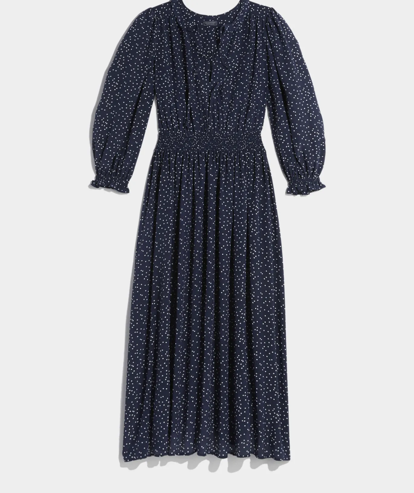 Vineyard Vines Smocked Waist Maxi Dress Scattered Dot - Navy Shop