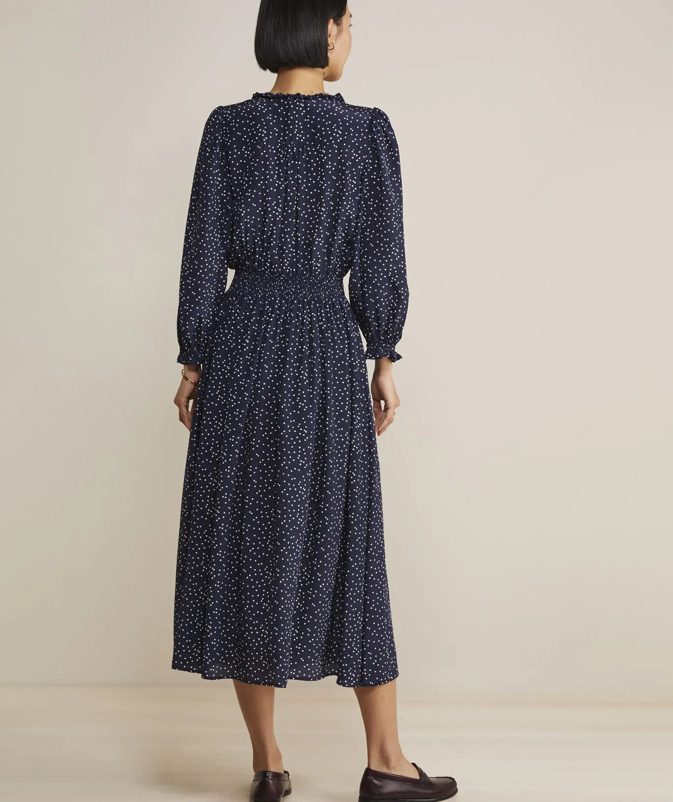 Vineyard Vines Smocked Waist Maxi Dress Scattered Dot - Navy Shop