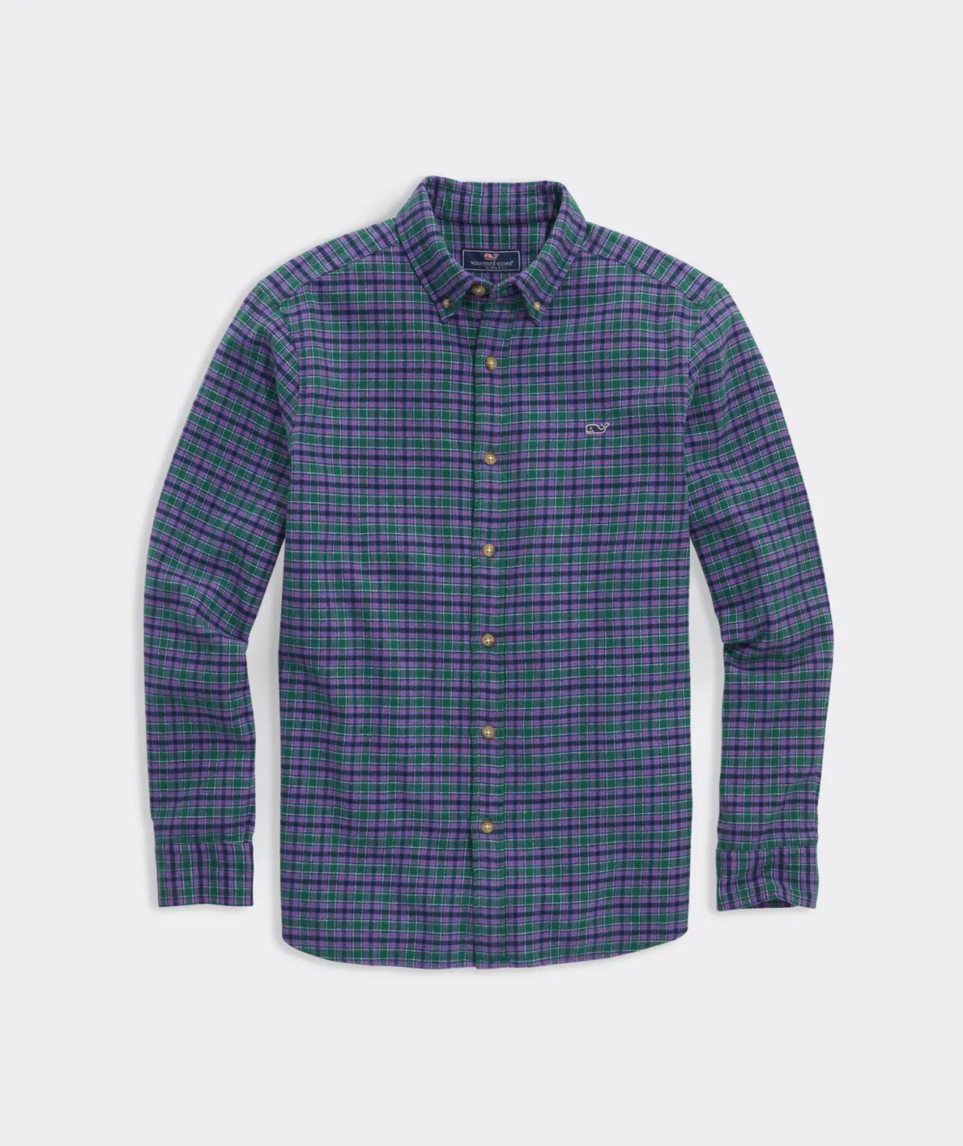 Vineyard Vines Stretch Flannel Check Shirt Chk Turf Green Hot
