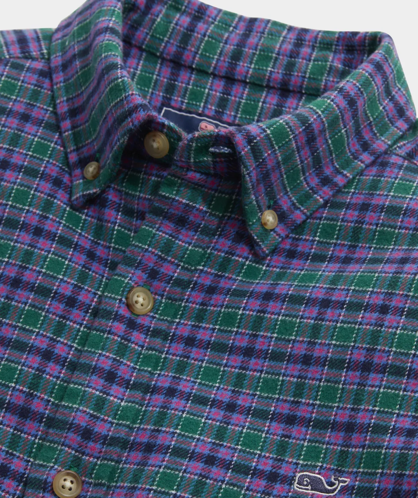 Vineyard Vines Stretch Flannel Check Shirt Chk Turf Green Hot