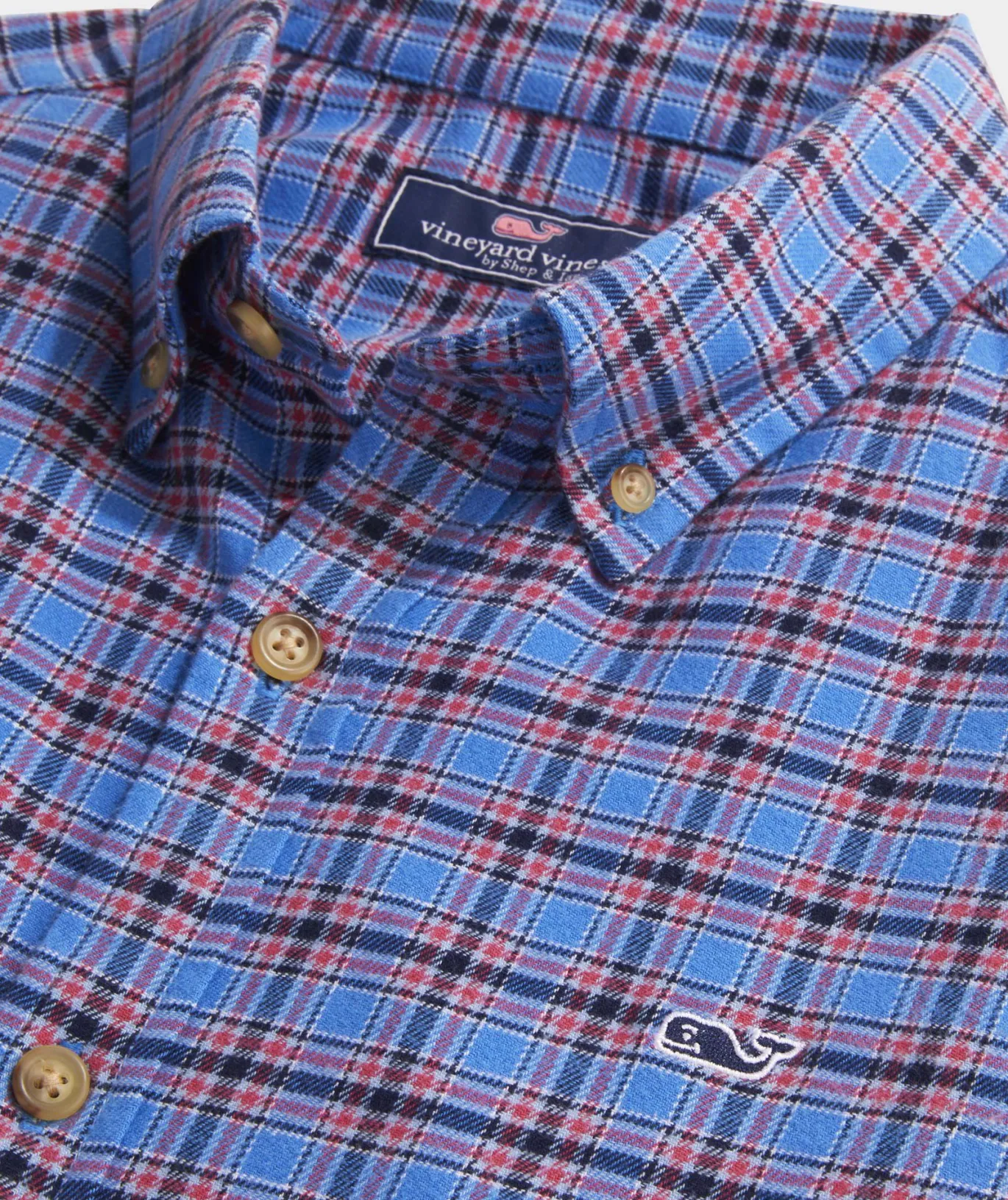 Vineyard Vines Stretch Flannel Check Shirt Chk Hull Blue New