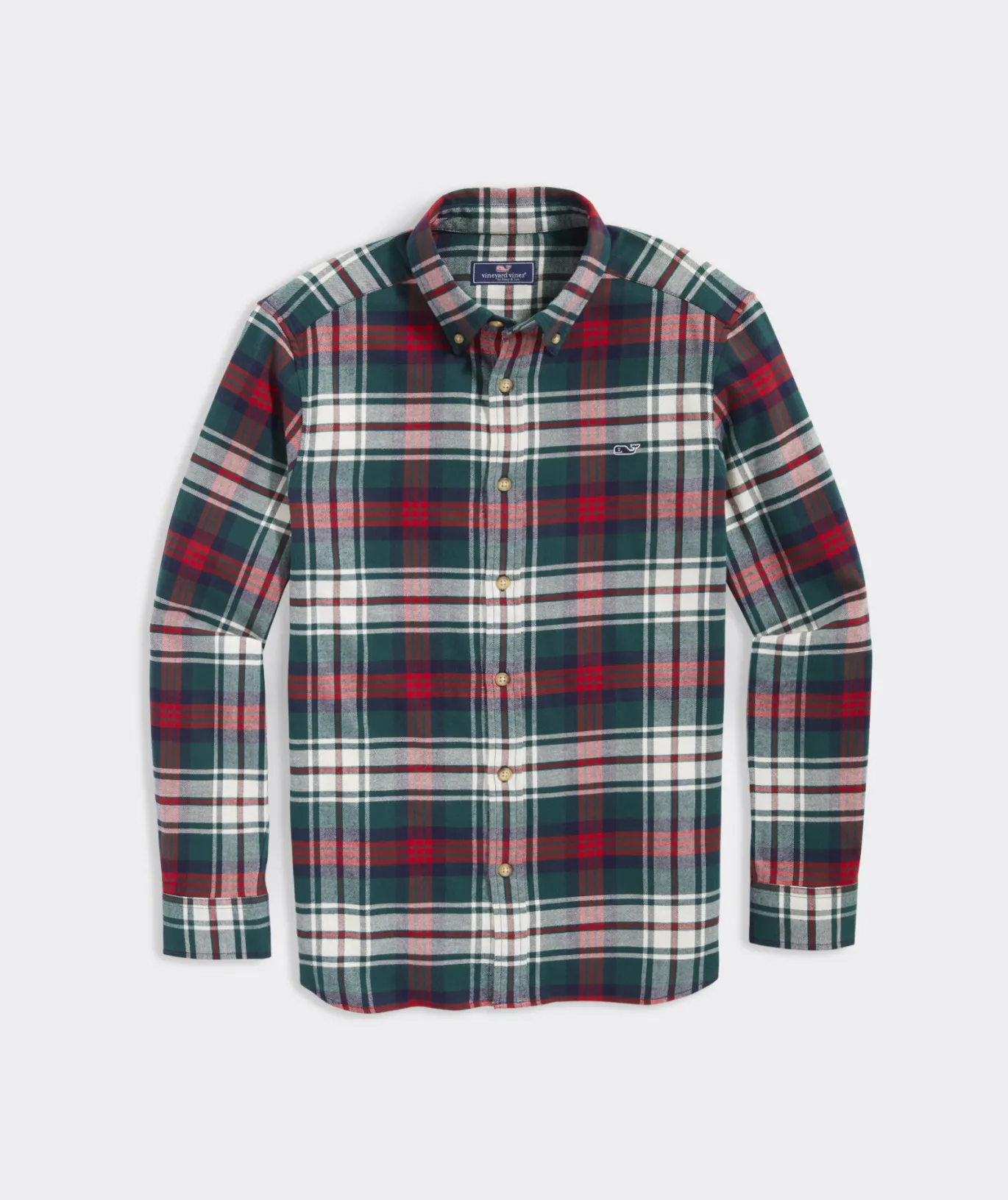 Vineyard Vines Stretch Flannel Tartan Shirt Charleston Green New