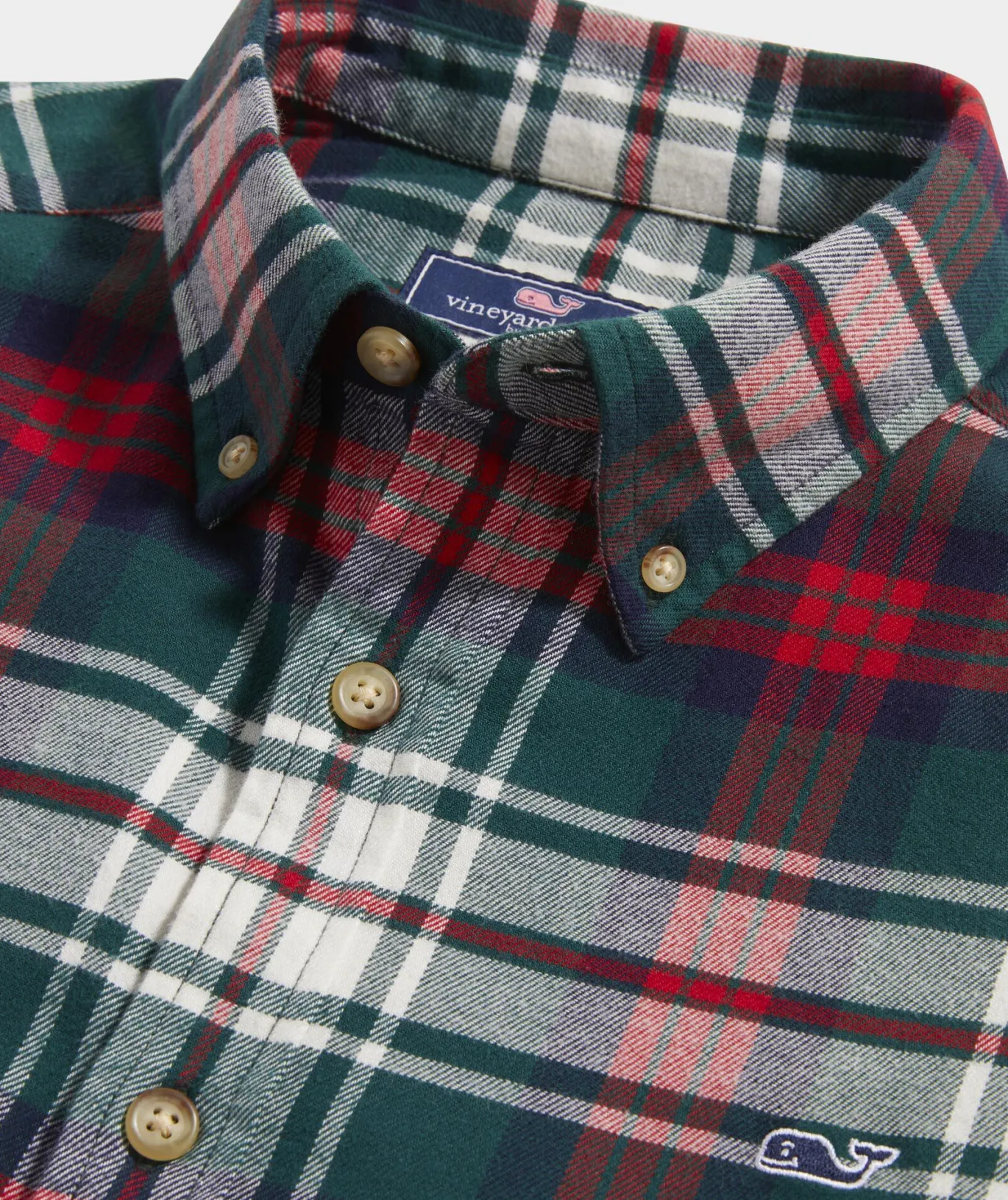 Vineyard Vines Stretch Flannel Tartan Shirt Charleston Green New