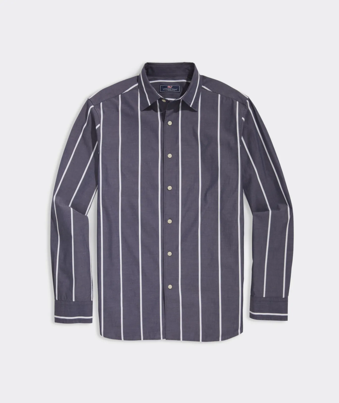Vineyard Vines Stretch Poplin Stripe Spread Collar Shirt Naut Navy STP Discount